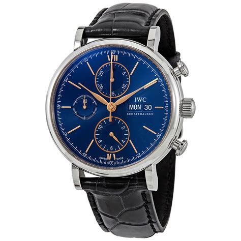 iwc portofino chronograph blue dial|iwc schaffhausen portofino chronograph 39.